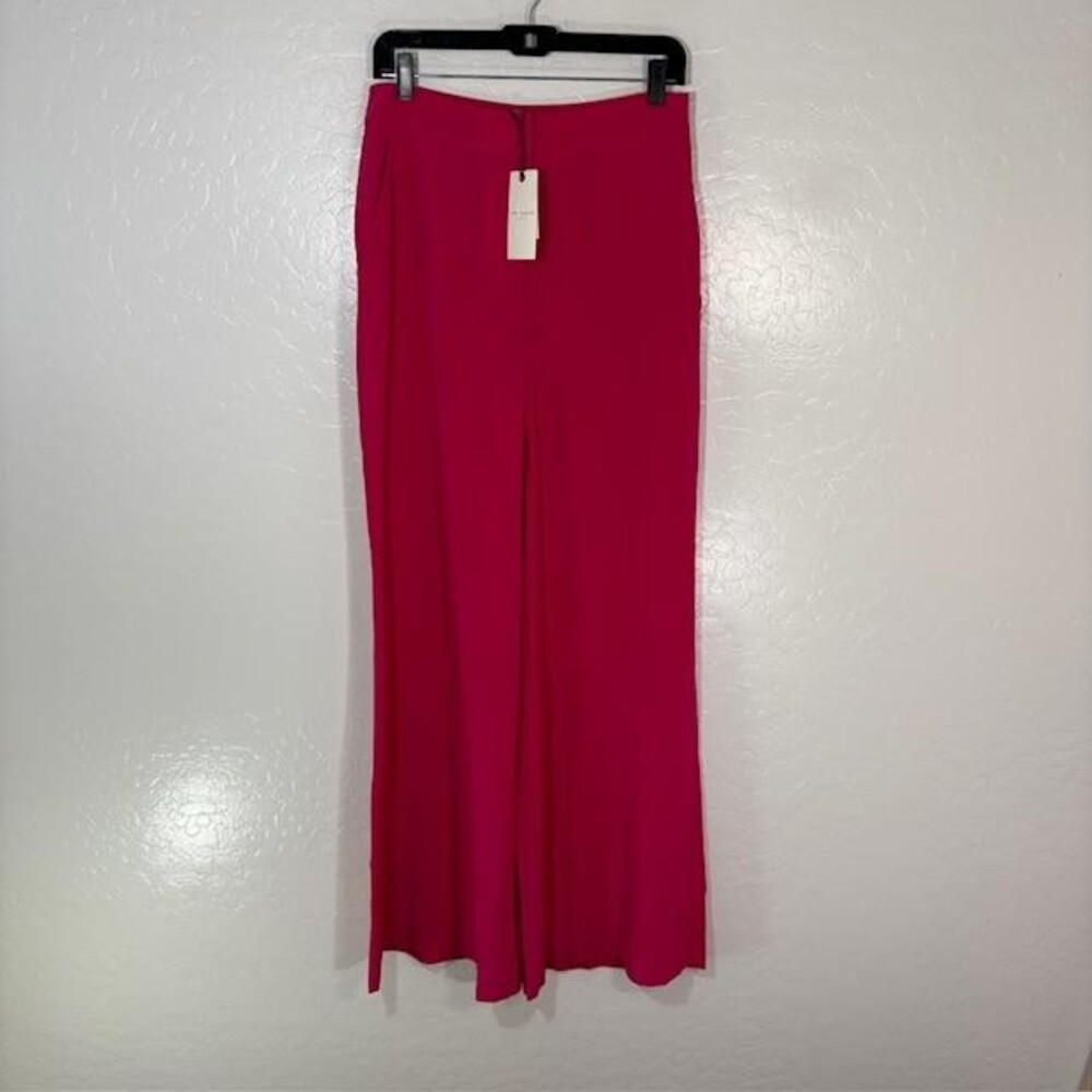 Ted Baker Silk Wide Leg Pants Womens 2 Fuchsia WMH-CARLOET Dress Career